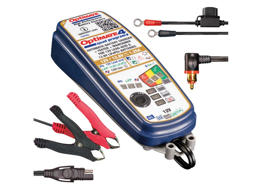 Tecmate Optimate 4 Quad Program Premium Edition Battery Charger Maintainer