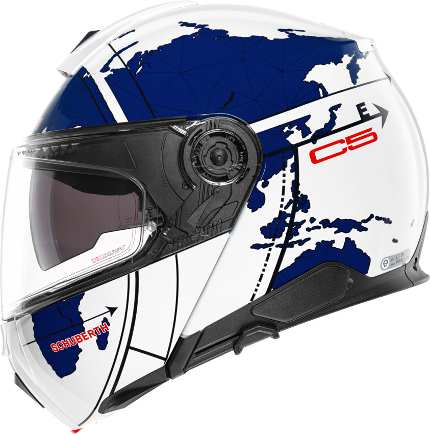 Schuberth C5 Helmet (White) Compass Series Blue Stickers