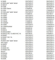 BMW Motorcycles Tire Fitment Lists