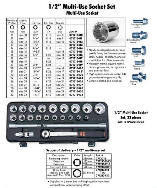 Zebra Motorcycle Tools 1/2 Multi-Use 23 pc. Socket Set