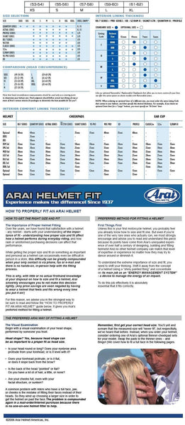 arai helmet fitment chart GPV-R Auto Racing Smooth shell along the Snell test line in the temple area increases the helmets ability to glance off objects during an impact Value of Arai #09 Rather